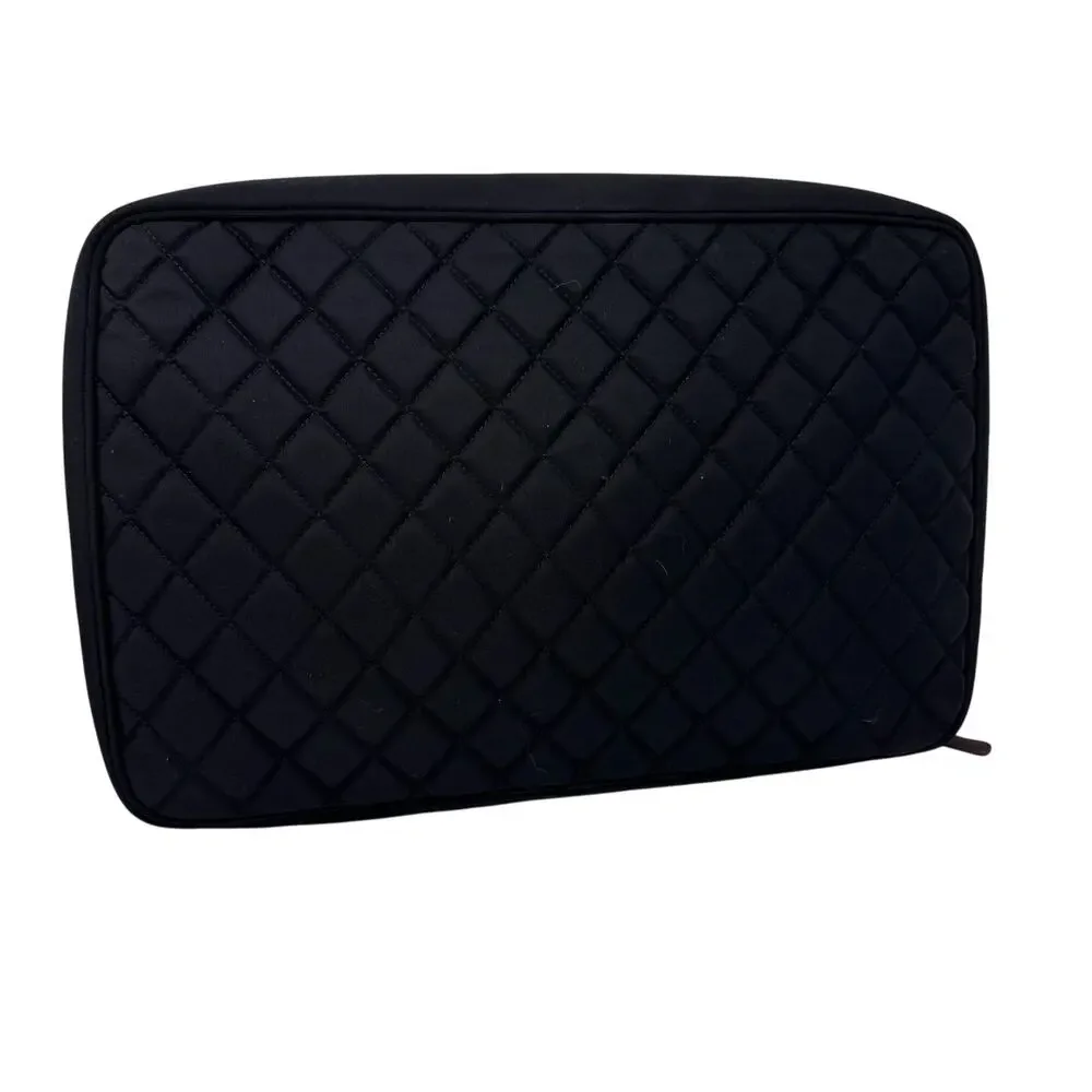 Chanel Quilted Nylon Laptop Case Black Burgundy Limited Edition 2012